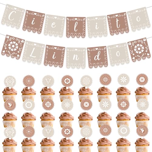 KARAQY Mexikanische Cielito Lindo Partydekorationen – Cielito Lindo Partybanner 24 Stück Cupcake-Topper für Geburtstag, Babyparty, Cinco de Mayo Fiesta von KARAQY