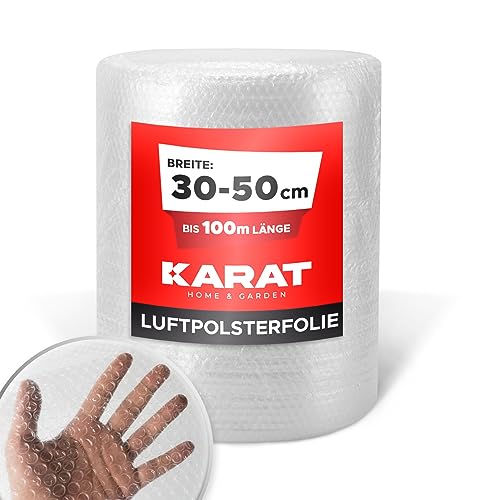 KARAT Luftpolsterfolie 1x Rolle für Möbel 10m X 40cm Breite Noppenfolie Verpackungsfolie für Umzug und Versand, reißfeste und recycelbare Bubble Wrap Versandrolle Knallfolie zum Schutz von Paketen von KARAT