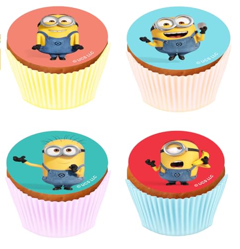 Kardasis Minions Cupcake-Aufleger Muffin Dekoration | Essbarer Aufleger für Torten und Kuchen | Tortendekoration für den Minions Themengeburtstag |5,3cm + 12 Stücke von KARDASIS