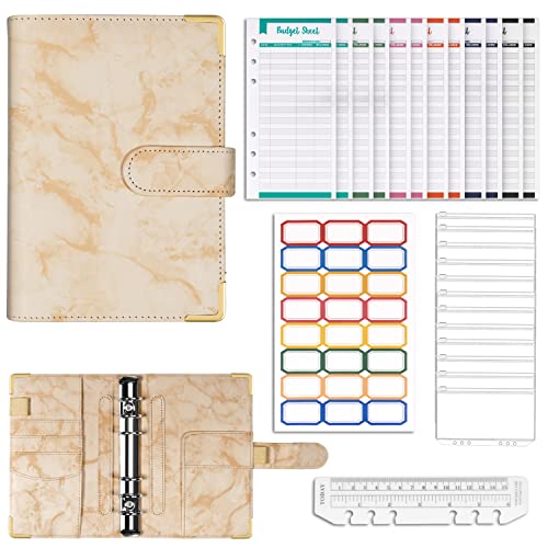 Budget Binder Cash Stuffing mit Ringbuch A6, Finanzplaner Geld Organizer Haushaltsbuch mit Geldfächer für Sparchallenge Budget Planer (Gelb) von KAREEME