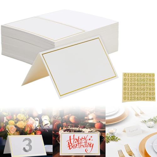 50 Stück Tischkarten Hochzeit, Platzkarten Hochzeit, Namensschilder Hochzeit, Platzkarten Tischdekoration Namenskarten zum Selbst Beschriften für Hochzeit Geburtstag Konfirmation Kommunion, Gold von KARELLS