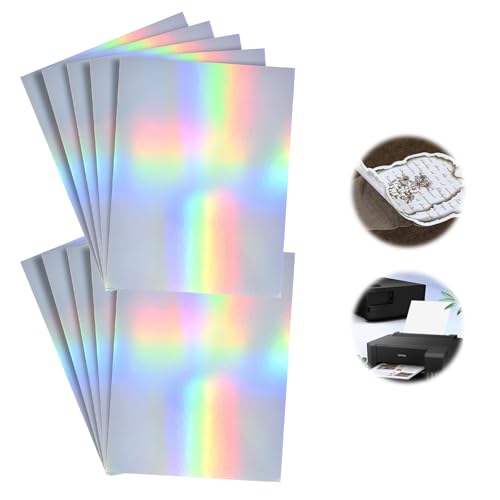 10 Blatt Bedruckbare Klebefolie, Sticker Papier Zum Bedrucken, A4 Selbstklebende Folien, Bedruckbare Klebefolie Transparent, Druckerpapier Wasserfest, für Tintenstrahldrucker Laserdrucker von KARELLS