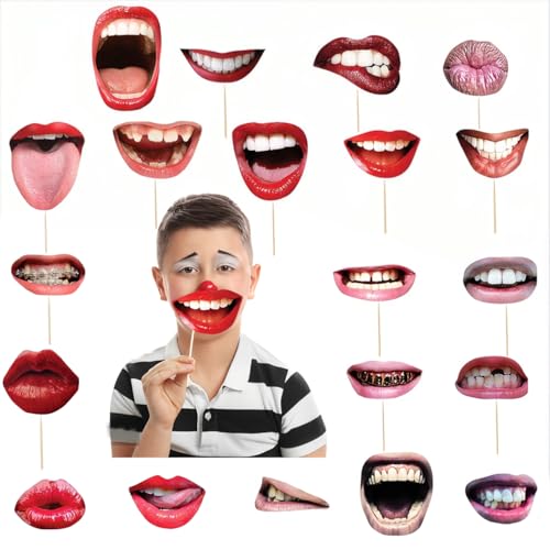 Foto Requisiten,20pcs Lustige Lippen Mund,Props Komisch Lippe Mund,lustige Fotorequisiten,Lippe Mund Fotoaccessoires,Party Fotoautomat Requisiten,Fotorequisiten Accessoires,für Karneval,Halloween von KARELLS