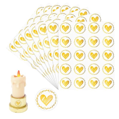 Herz Umschlagaufkleber,Heart Envelope Seals,160 PCS Heart Stickers,Clear Bronzing Heart Stickers,3,5 cm Rund Herz Aufkleber,Umschlag Aufkleber Herz,for Wedding Invitation Card Envelope(Gold) von KARELLS