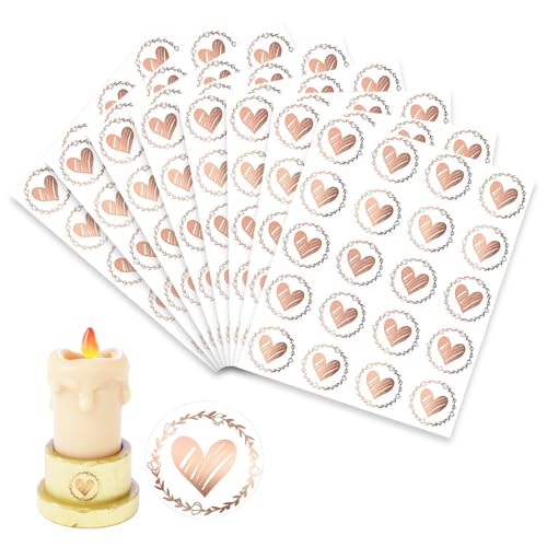 Herz Umschlagaufkleber,Heart Envelope Seals,160 PCS Heart Stickers,Clear Bronzing Heart Stickers,3,5 cm Rund Herz Aufkleber,Umschlag Aufkleber Herz,for Wedding Invitation Card Envelope(Roségold) von KARELLS