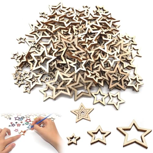 Holzsterne Sterne,Holzstern Scheiben,Holz Dekosterne,Holzverzierungen Dekoration,für Weihnachten Hochzeit Party DIY Handwerk Tisch Streuung Dekoration,300pcs 3 Größen(1/2/3) cm von KARELLS