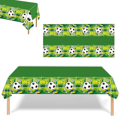 Tischdecke Fußball,Fussball Deko Tischdecke,Fußball Tischdecke,Tischdecke aus Kunststoff, 220 * 130cm Fußball Bedruckte Tischdecke,für Dekoration,Bundesliga,Champions League,Geburtstag,Party(Grün) von KARELLS