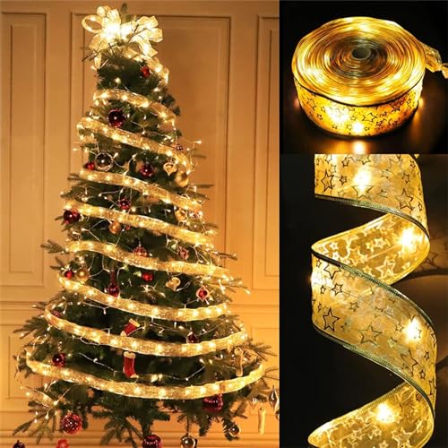 Weihnachtsband Lichterkette, Lichterkette Aussen, 2M Weihnachtsbaum Band, Glänzende Band Lichterkette, Weihnachtsbaum LED-Band-Weihnachtslichter, Band Weihnachtsbeleuchtung, Bänder Lichterketten von KARELLS