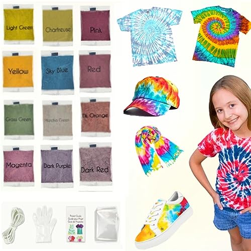 KARLOR Tie Dye Kit,12 Textilfarbe Batikfarben Stoffmalfarben Set für DIY Textil Kleidung selbst färben, Stoff Batik Set für Hemden Hoodie Shirts Erwachsene Kinder Handgemachte Projekte(ohne Flasche) von KARLOR