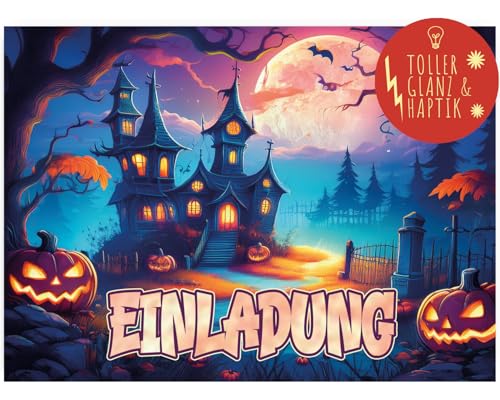 KARTENVERSAND24 Halloween Einladung Halloweenparty Einladungskarten Kinder Erwachsene Party Kinder-Geburtstag Gespenster Geist Hexe Karten Grusel Einladungen (Horror) von KARTENVERSAND24