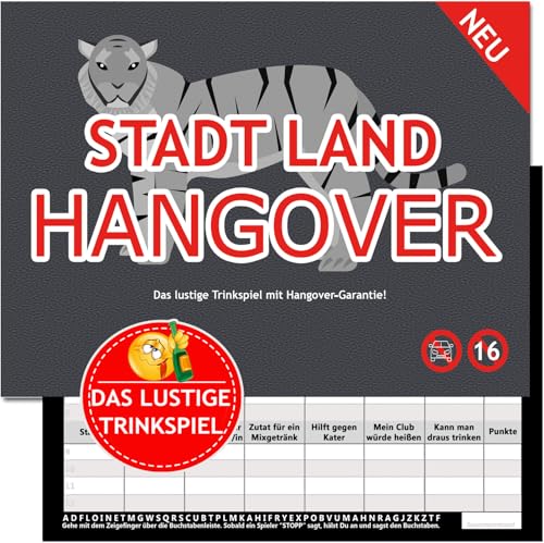 KARTENVERSAND24 Stadt Land Hangover Trinkspiel Fluss Geschenk Trinkspiele Partyspiel Block Party Edition Geschenkidee Trink Spiel Saufspiel-e Geburtstag (Klassische Ausgabe) von KARTENVERSAND24