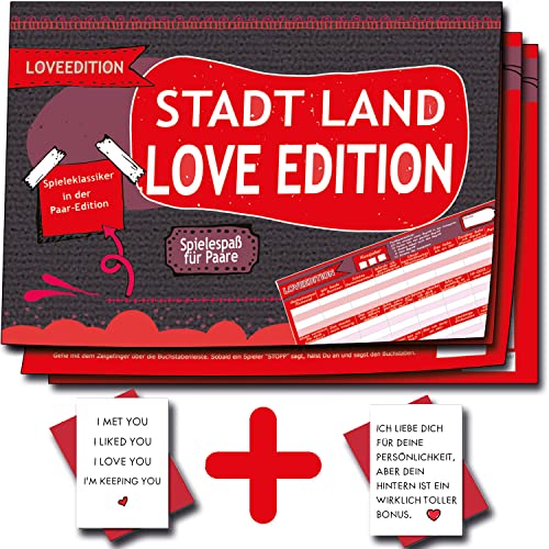 KARTENVERSAND24 Stadt Land Love Liebe Paar Spiel Valentinsgeschenk Geschenke zum Jahrestag für ihn sie Freund Geschenk Kuss Joker Spiele für Paare zu zweit Minuten ich (LOVED1) von KARTENVERSAND24