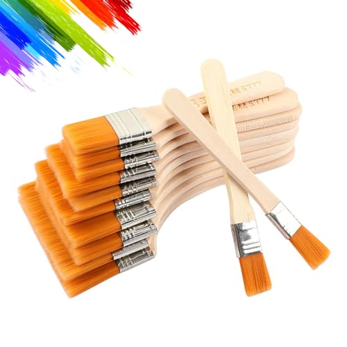 KASESSS 12 Stück Lasurpinsel, Nylon Borsten Pinselset Acrylfarben, 12 Größe Malerpinsel Kunst Flachpinsel mit Holzgriff Lackierpinsel Multifunktional Pinsel Lack für Kunst Streichen Möbel Malerei DIY von KASESSS