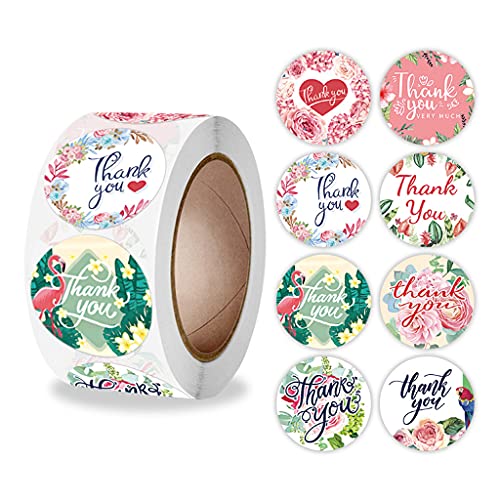 500 Stück exquisite runde Etiketten mit Blumenmuster, ideal für Babyparty, Brautparty, Hochzeit, Geschenk-Box-Etiketten, Aufkleber von KASFDBMO