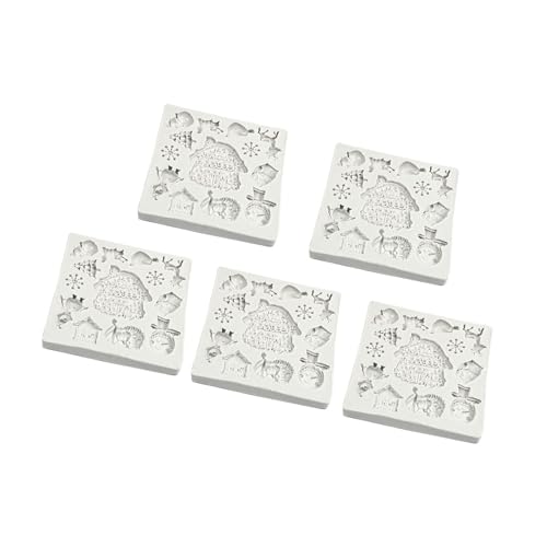 5pieces Weihnachten Themen Silikonformen Nicht Stick Fondantformen Flexible Backzubehör Geeignet Für Dessert Und Snacks von KASFDBMO