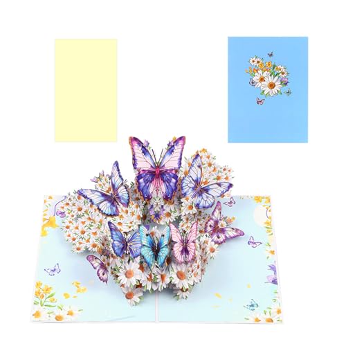 Einzigartige 3D-Blumen- und Schmetterlingskarte, elegante visuelle Wirkung, 3D-Schmetterlings- und Blumen-Karte für Geburtstage, Jubiläen von KASFDBMO