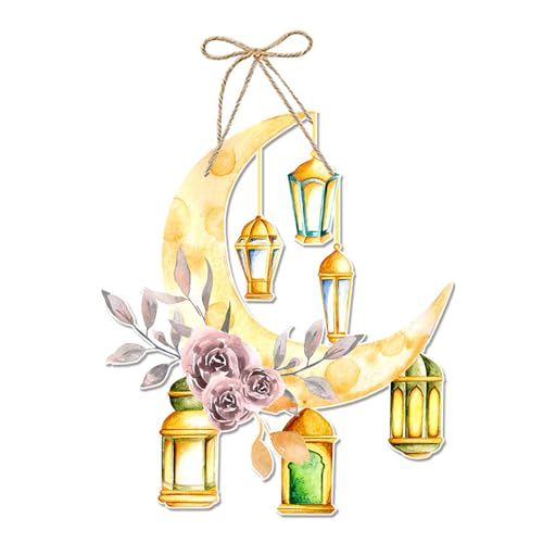 Ramadans Mond Ornament Zarte Ramadans Papier Türschild Dekoration Feature Lampe Blume und Mond Motive von KASFDBMO