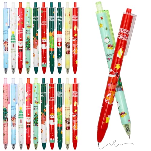 KASURE 22 Stück Weihnachtsgel Tinte Stifte Cartoon Santa Reindeer Weihnachtsbaum Marker Pen, Weihnachts Kugelschreiber, Kugelschreiber Gelstifte Weihnachten 0.5mm Stifte Weihnachten von KASURE