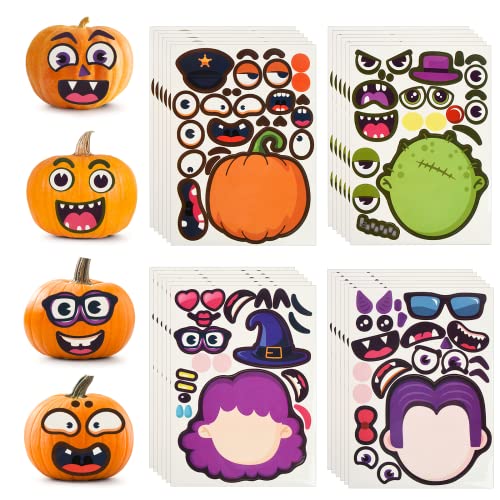 24 Blätter Halloween Kürbis Sticker, Halloween Fensterbilder, Halloween Fensteraufkleber, Halloween Aufkleber Kürbis Gesicht Sticker Halloween-Aufkleber für Kinder, für Halloween Party Dekorationen von KATELUO