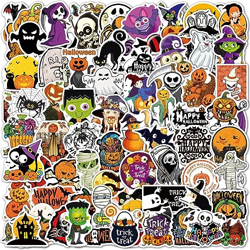 Halloween Kürbis Aufkleber, Halloween Sticker, Halloween Deko, Halloween Fensteraufkleber, für DIY Laptop Gepäck Kühlschrank Skateboard Auto Motorrad Fahrrad Phone Dekor Graffiti Aufkleber von KATELUO