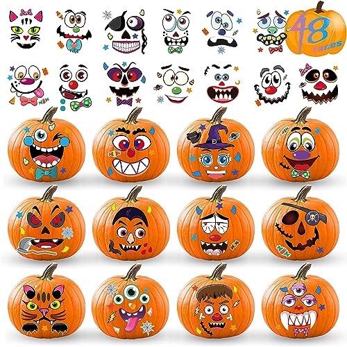 KATELUO Halloween Kürbis Aufkleber, 12pcs Halloween Aufkleber, Halloween Kürbis Sticker, Halloween Kürbis Deko Sticker, Halloween Kürbis Bastelset für Kinder Halloween Party Dekorationen von KATELUO