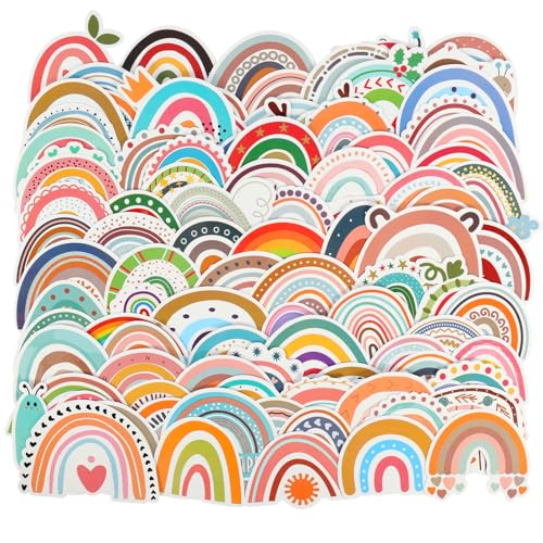 KATIMI 100 Stücke Sticker Regenbogen,Sticker Aesthetic Journaling Zubehör,Aufkleber für Scrapbooking,DIY Handwerk,Sticker Set für Gepäck,Laptop Sticker Sticker Scrapbook von KATIMI