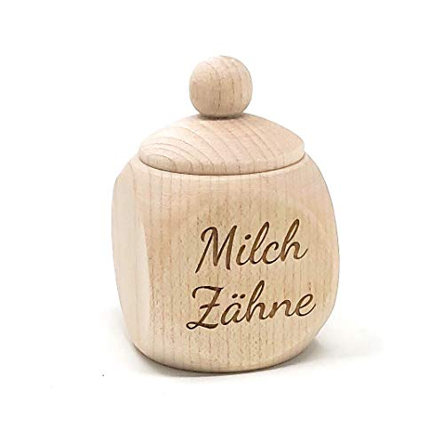 KATINGA Zahnfee Zahndose aus Holz mit Schraubverschluss und Gravur, ca. 4x4x6cm (Milchzähne) von KATINGA