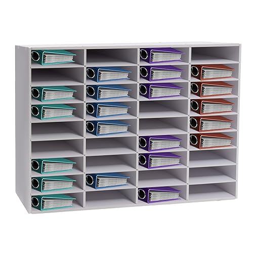 36 Fach Literatur Organizer, Dokumentenablage mit Herausnehmbare Trennwand Rahmen Dicke 10mm Briefablage Schreibtisch Aktenhalter für Hause Büro Klassenzimmer 100 * 30 * 61cm (Weiß) von KAUITOPU