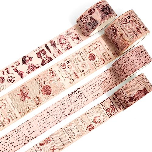 KAVI' S Retro Washi Tape Set Dekorative Antik Masking Tapes Klebeband Bunt für Kunst, DIY Handwerk, Tagebuch, Planer, Scrapbook, Verpackung (Handwritten Prints) von KAVI' S