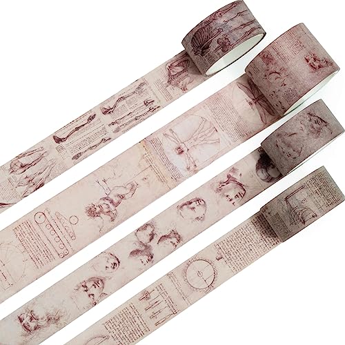 KAVI' S Retro Washi Tape Set Dekorative Antik Masking Tapes Klebeband Bunt für Kunst, DIY Handwerk, Tagebuch, Planer, Scrapbook, Verpackung (Manuscripts) von KAVI' S