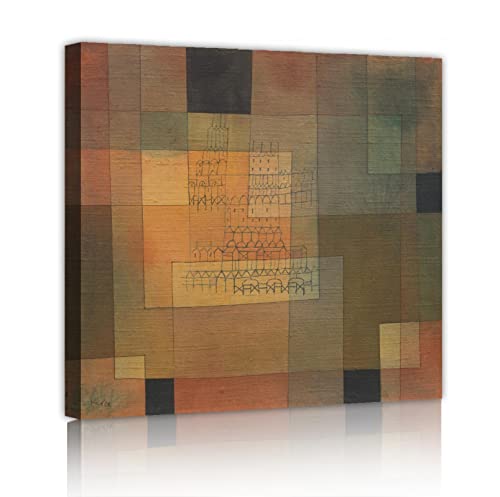 Ölgemälde Replik Druck auf Leinwand Polyphone Architektur (1930) von Paul Klee Berühmter Künstler Leinwand Kunst Wandbild Wohnkultur 70x70cm Innenrahmen von KAWAAI