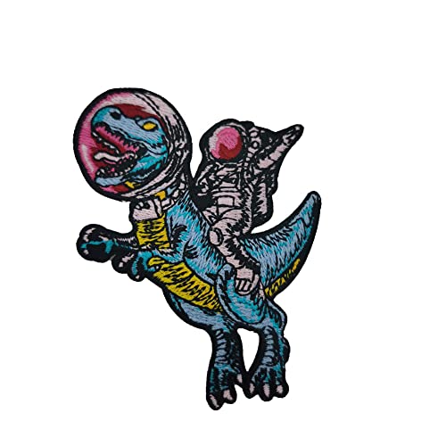 Astronaut Riding A Dinosaur Logo Iron On Sew On Hochwertiger gestickter Aufnäher für Jacken Rucksäcke Jeans und Kleidung Badge Applique Sign Sport Decal Badge Patches For Clothing Stickers von KAWADU