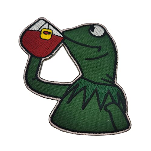 Kermit None My Business Frosch Sipping Tea Patches Stickerei Aufnäher Aufbügler für Kleid Jeans Jacken Frosch Applikation Streifen Abzeichen DIY Zubehör Kermit None My Business Frosch Sipping Tea Patches Stickerei Aufnäher Aufbügler für Kleid Jeans Jacken Frosch Applikation Streifen Abzeichen DIY Zubehör von KAWADU