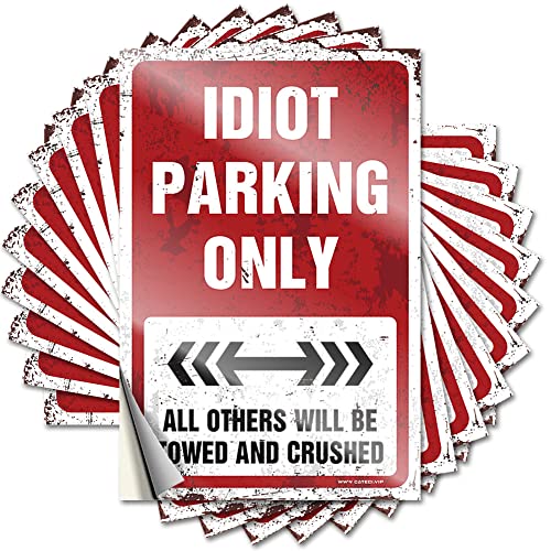 Autoaufkleber "Idiot Parking Only", lustiger Aufkleber, 10 Stück, Autoaufkleber (8 x 12 cm) von KAXW