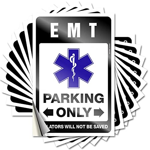 Inappropriate Stickers Emt Parking Only, lustiger Aufkleber, 10 Stück, lustige Schilder, Dekoration, unangemessene Aufkleber (12 x 18 cm) von KAXW