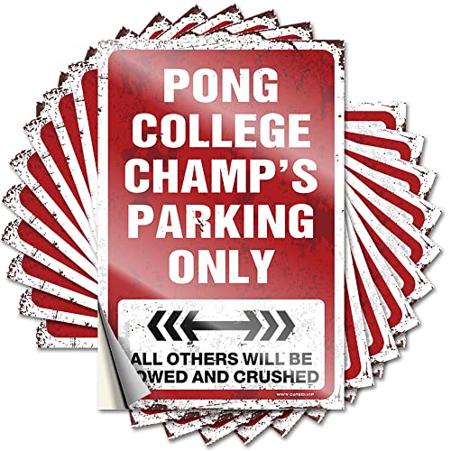 Inappropriate Stickers Pong College Champ's Parking Only, lustiger Aufkleber, 10 Stück, lustige Schilder, Dekoration, unangemessene Aufkleber (12 x 18 cm) von KAXW