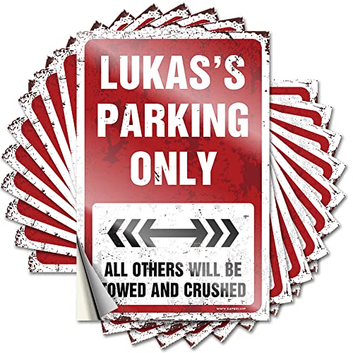 Lukas's Parking Only, lustiger Aufkleber, 10 Stück, lustige Hausbar-Schilder, Aufkleber für Auto (6 x 9 cm) von KAXW