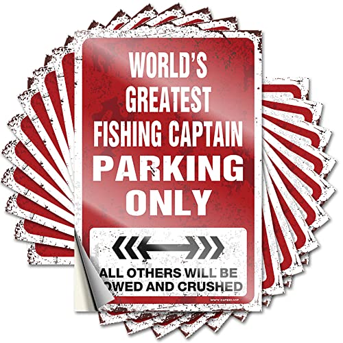 Lustige Aufkleber für Autos World's Greatest Fishing Captain Parking Only, lustige Aufkleber für Zuhause, Bar, Aufkleber für Auto (12 x 18 cm), 10 Stück von KAXW