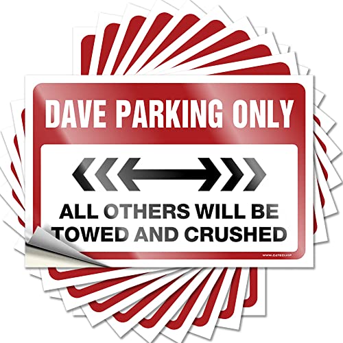 Lustige Autoaufkleber "Dave Parking Only", lustiger Aufkleber, 10 Stück, sarkastische Schilder, Hardhataufkleber und Aufkleber (8 x 12 cm) von KAXW