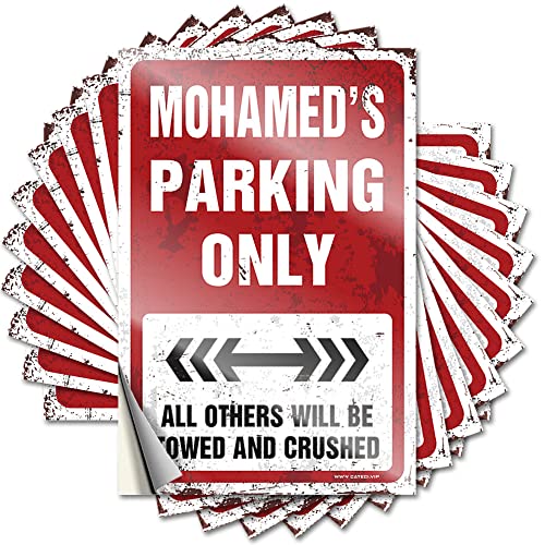 Werkzeug-Aufkleber, Mohamed's Parking Only, lustiger Aufkleber, 10 Stück, lustige Hausbar-Schilder, Aufkleber für Auto (12 x 18 cm) von KAXW