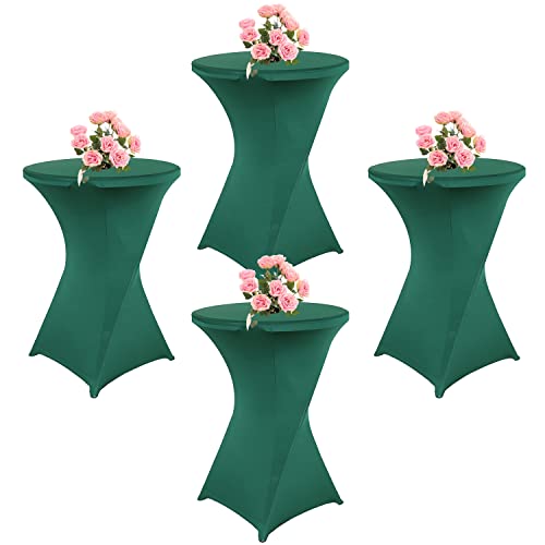 KAYBTNT 4er Set Stehtisch Hussen, Spandex Stretch Stehtischhussen für Bistrotisch, Tischhussen für Stehtische Ø 60-80cm, Elegante Tischdecke für Bankett Hochzeit Geburtstag Party,Green c,80x110cm von KAYBTNT