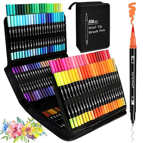 Autoau Dual Brush Pen Set Filzstifte 12 Farben Pinselstifte Marker