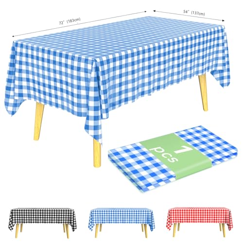 KAshack Rechteckig Kunststoff Einweg Tischdecke 1 Stück -137x183CM Blaues-Weiß Kariert Outdoor Tischdecke,Wasserdicht Party Biertisch Tischdecken Picknick,Hochzeit,Gartentischdecke(1,Blaues,137x183cm) von KAshack