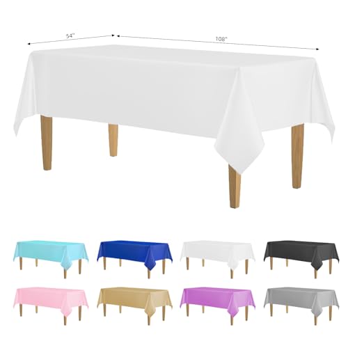 KAshack Kunststoff Einweg Tischdecke Weiß 1 Stück -137x274CM Elastischen Outdoor Tischdecke,Wasserdicht Parteien Biertisch Tischdecken für Picknick, Hochzeit, Gartentischdecke (1, weiß, 137x274CM) von KAshack