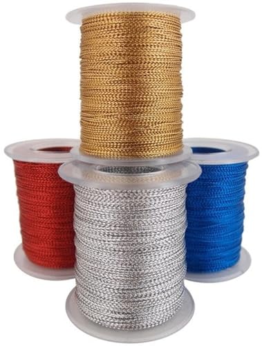 Kordel 100m x1 mm Stark Schnur Lurex Silber Gold Farbwahl schimmernd Deko Nähen Metallisch Kordel Metallic Cord von KBBB