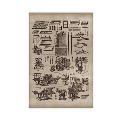 KBECNAU Vintage-Druckpresse, Kunstposter, Leinwand, Poster, Schlafzimmer, Dekoration, Landschaft, Büro, Raumdekoration, Geschenk, 30 x 45 cm KBECNAU Vintage-Druckpresse, Kunstposter, Leinwand, Poster, Schlafzimmer, Dekoration, Landschaft, Büro, Raumdekoration, Geschenk, 30 x 45 cm von KBECNAU
