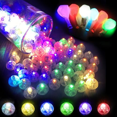 KBIBCK 100 Stück LED Ballons Lichter, LED-Ballons Lichter, Ballonlicht, Mini LED Lichter Luftballons, Runde Ballon Licht, Ballonlichter für Geburtstag Hochzeit Weihnachten Neujahr (Sieben Farben) von KBIBCK