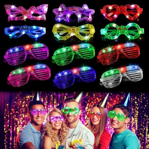 KBIBCK 12 Stück Led Brillen für Party, Party Led Brille, LED Glasses Party, LED Brille Party Brille, Partybrille mit LED für Geburtstagsfeier, Karneval, Halloween, Weihnachtstag, Konert von KBIBCK