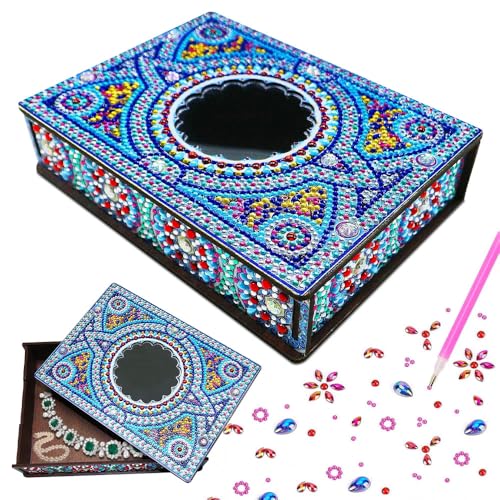 KBIBCK DIY Diamant Malerei Schmuck Box, Klassische Mandala Diamond Painting Schmuckkästchen, Aufbewahrungsbox DIY Diamant Malerei, Diamant Kunst Organizer Storage Box für Frauen Mädchen von KBIBCK