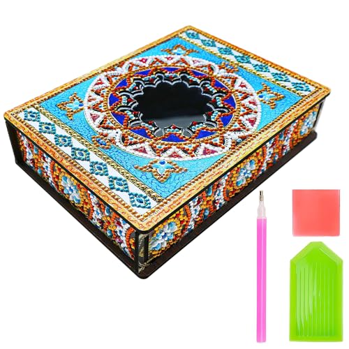 KBIBCK Diamond Painting Schmuckkästchen, Schmuckkästchen Aufbewahrungsbox DIY Diamant, Mandala Diamond Painting Mit Spiegel, Diamant Kunst Organizer Storage Box für Frauen Mädchen von KBIBCK